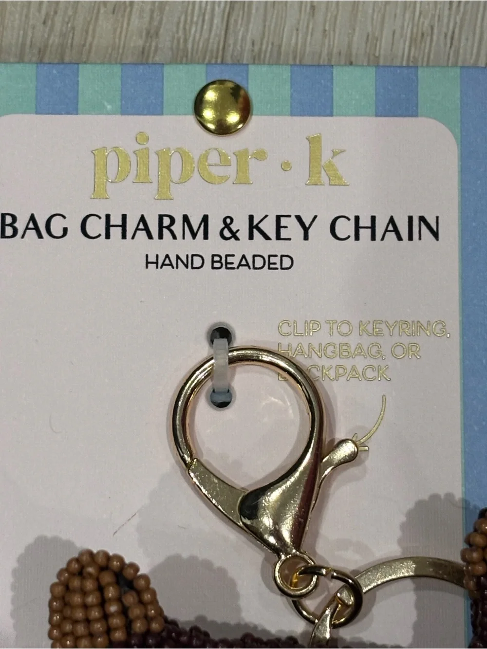 NIB Piper K Beaded Dachshund Keychain Bag charm